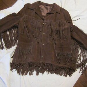 Vtg Lariat mens Easy Rider fringed leather jacket hippe vibe mens 48 mint